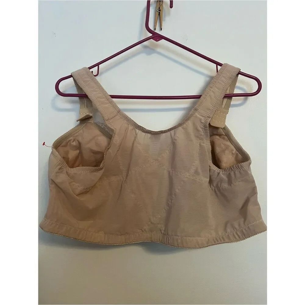 Front-Closure Beige Embroidered Support Bra - Picture 3 of 3
